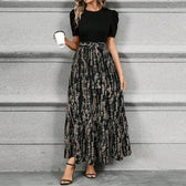 Faux Two Piece Floral Puff Sleeve Tiered Maxi Dress 2