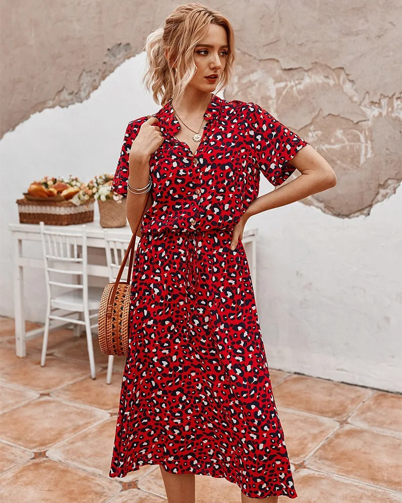 Premium Federica Midi Dress with Short Sleeves Statement Occasion Edit