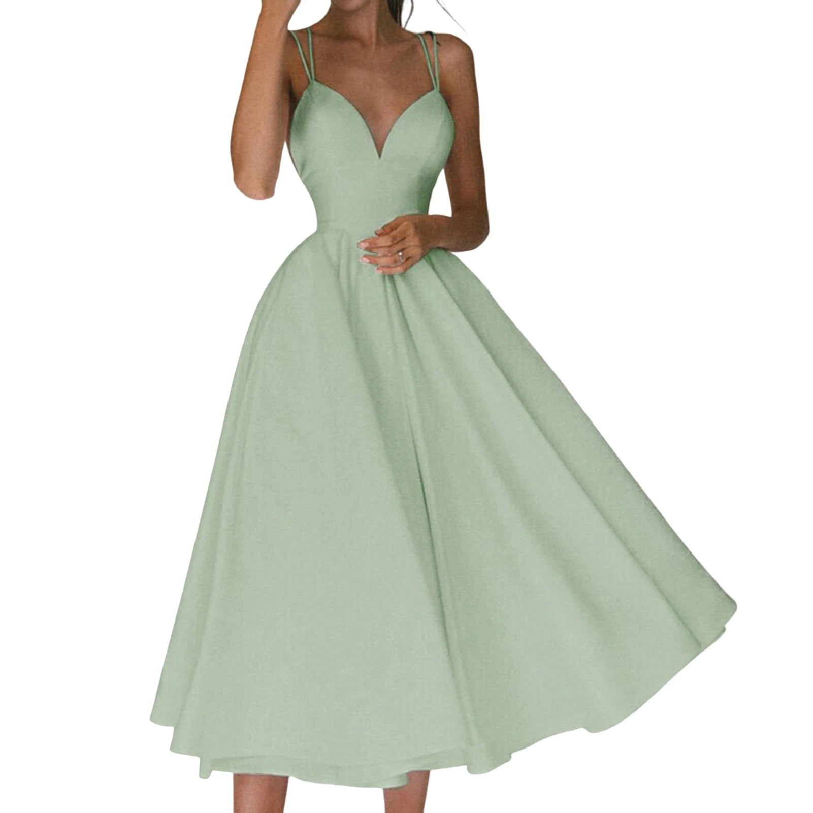 Backless Criss Cross Strap A-Line Midi Cocktail Dress
