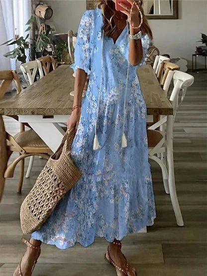 Luna | Effortless Boho Dress with Flattering Fit Light Blue