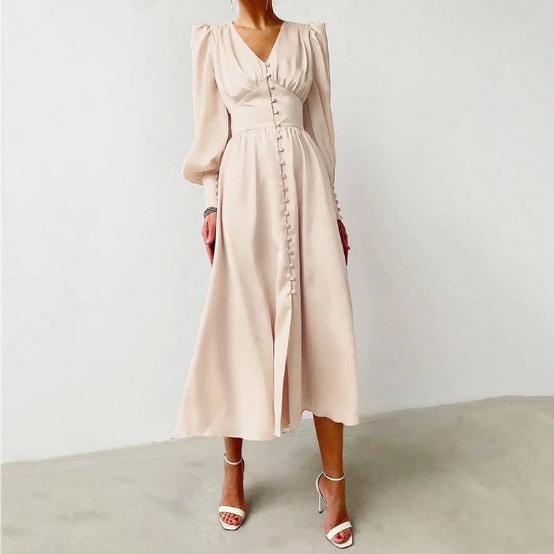Persia Refined Slit Satin Midi Dress for Women Smart Casual Outfit