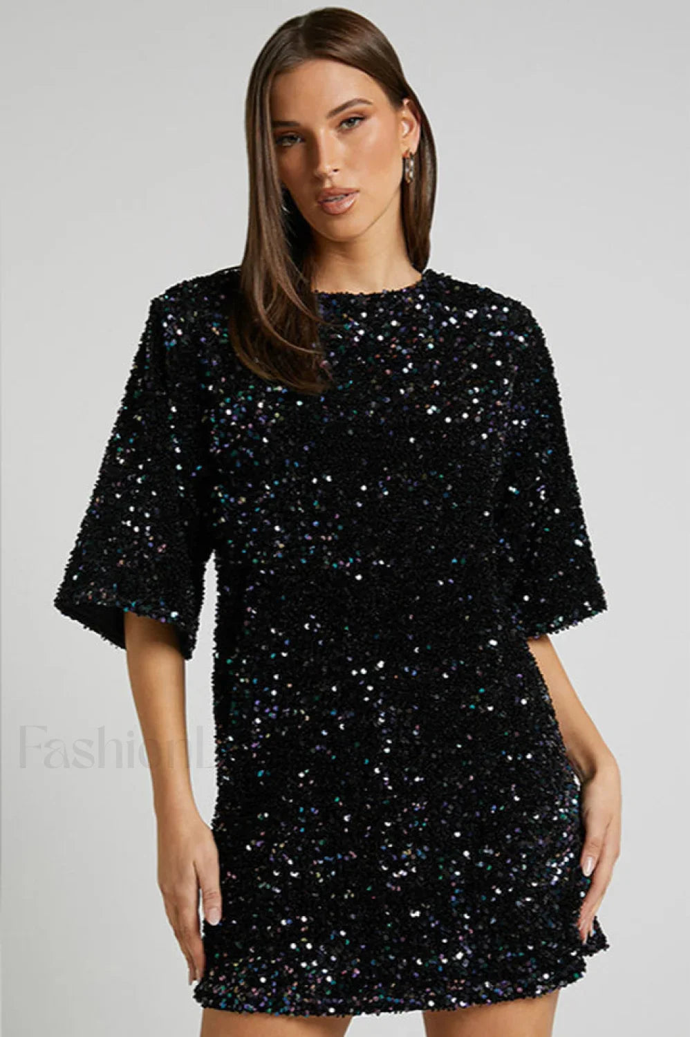 Velour Sequins Stylish Mini Dress
