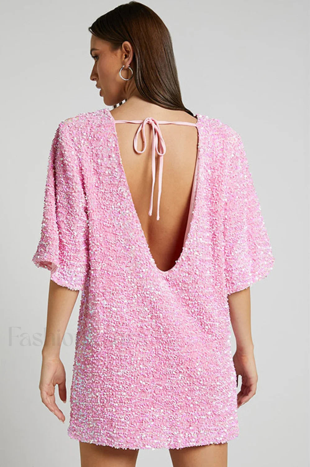 Velour Sequins Stylish Mini Dress