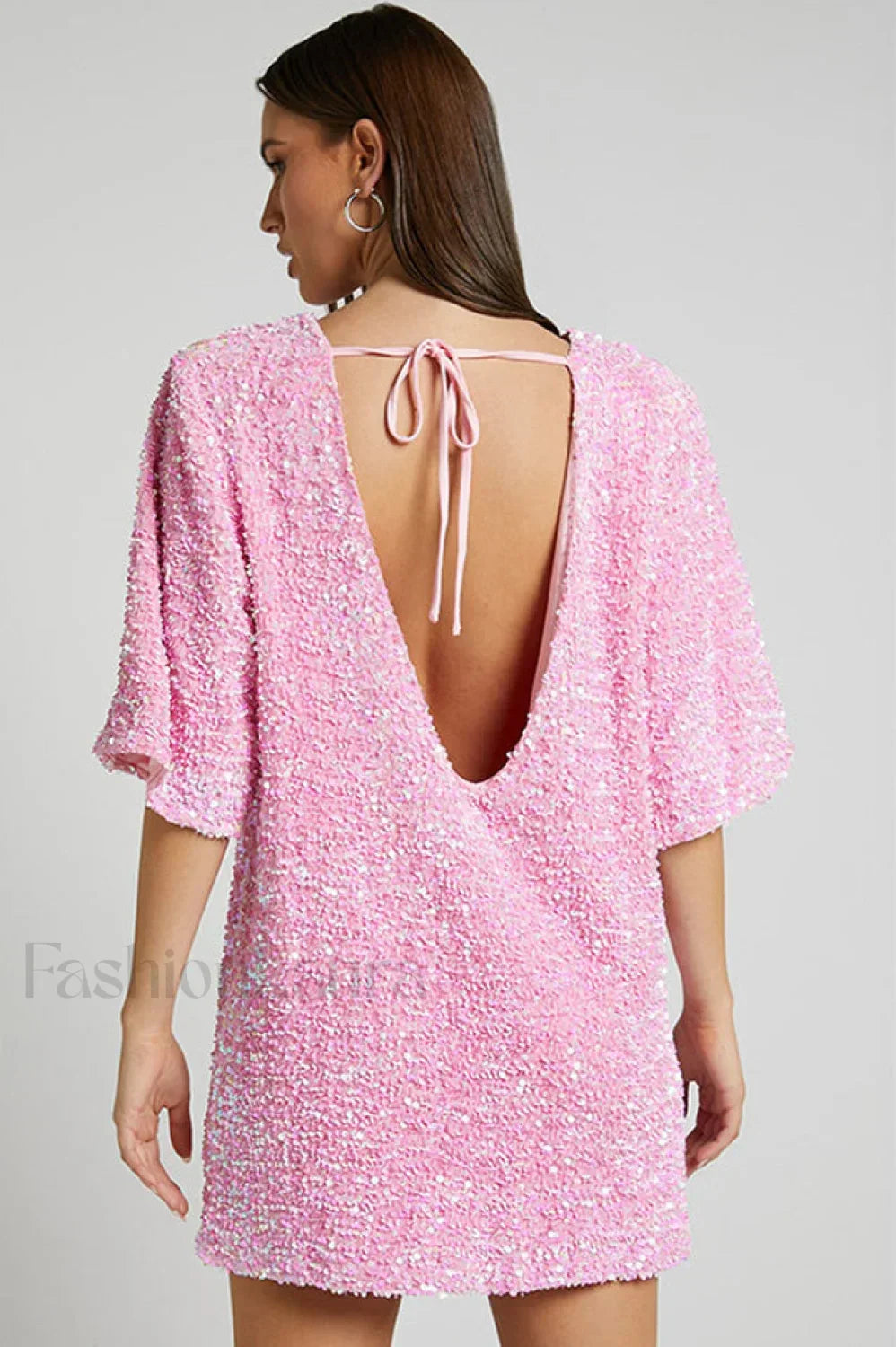 Velour Sequins Stylish Mini Dress