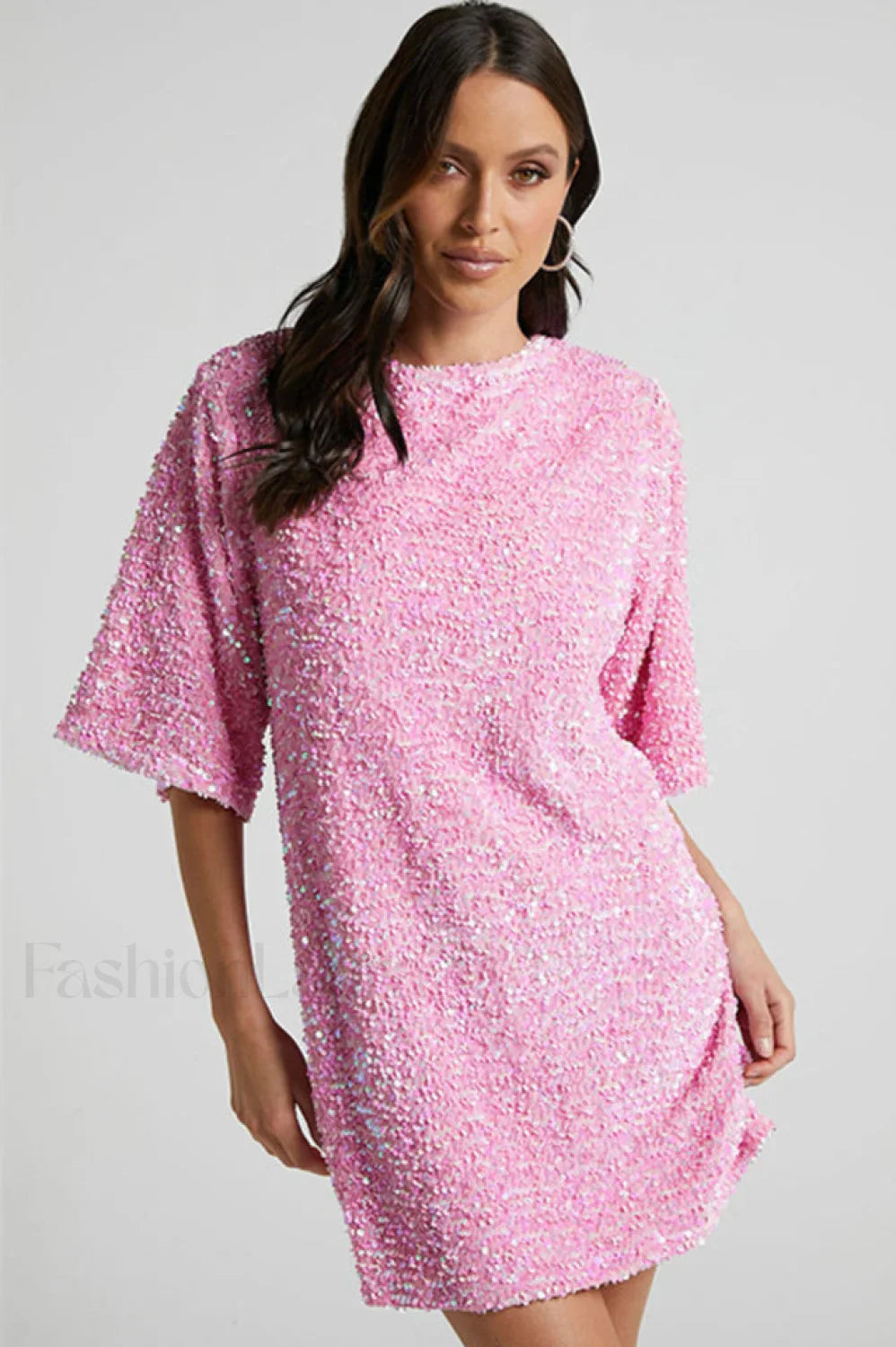 Velour Sequins Stylish Mini Dress