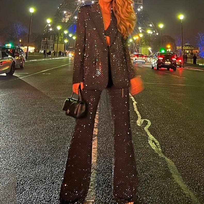 KittenAlarm - Vennie Studded Blazer Top & Pants 3 piece Set