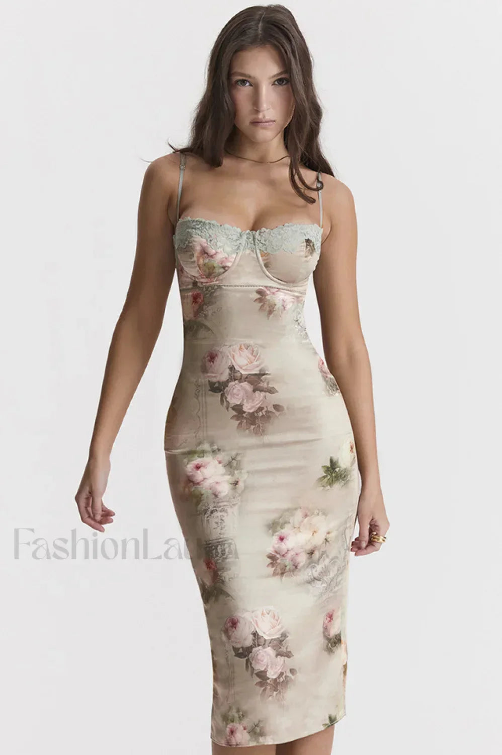 Venus Vintage Stylish Floral Midi Dress