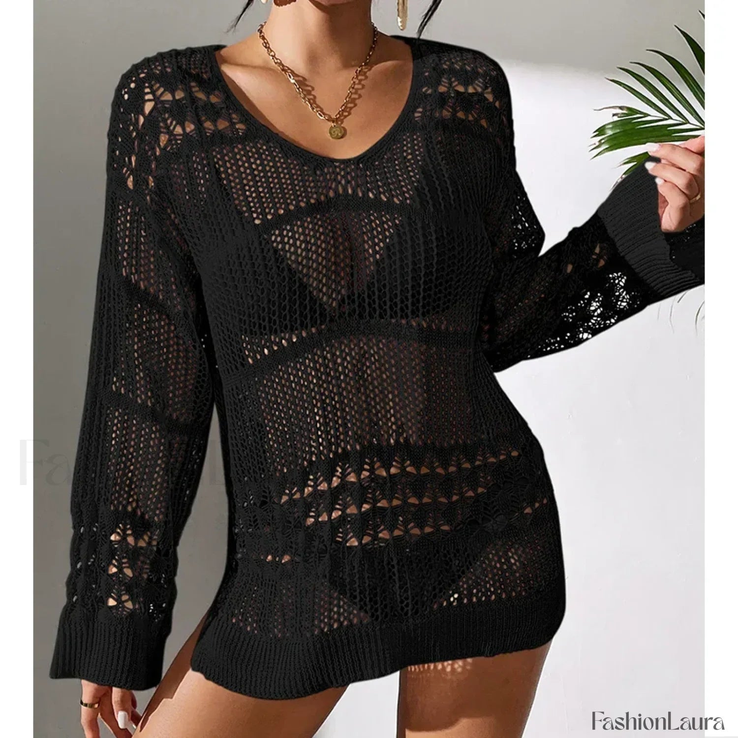 Versatile Crew Neck Long Cover Up