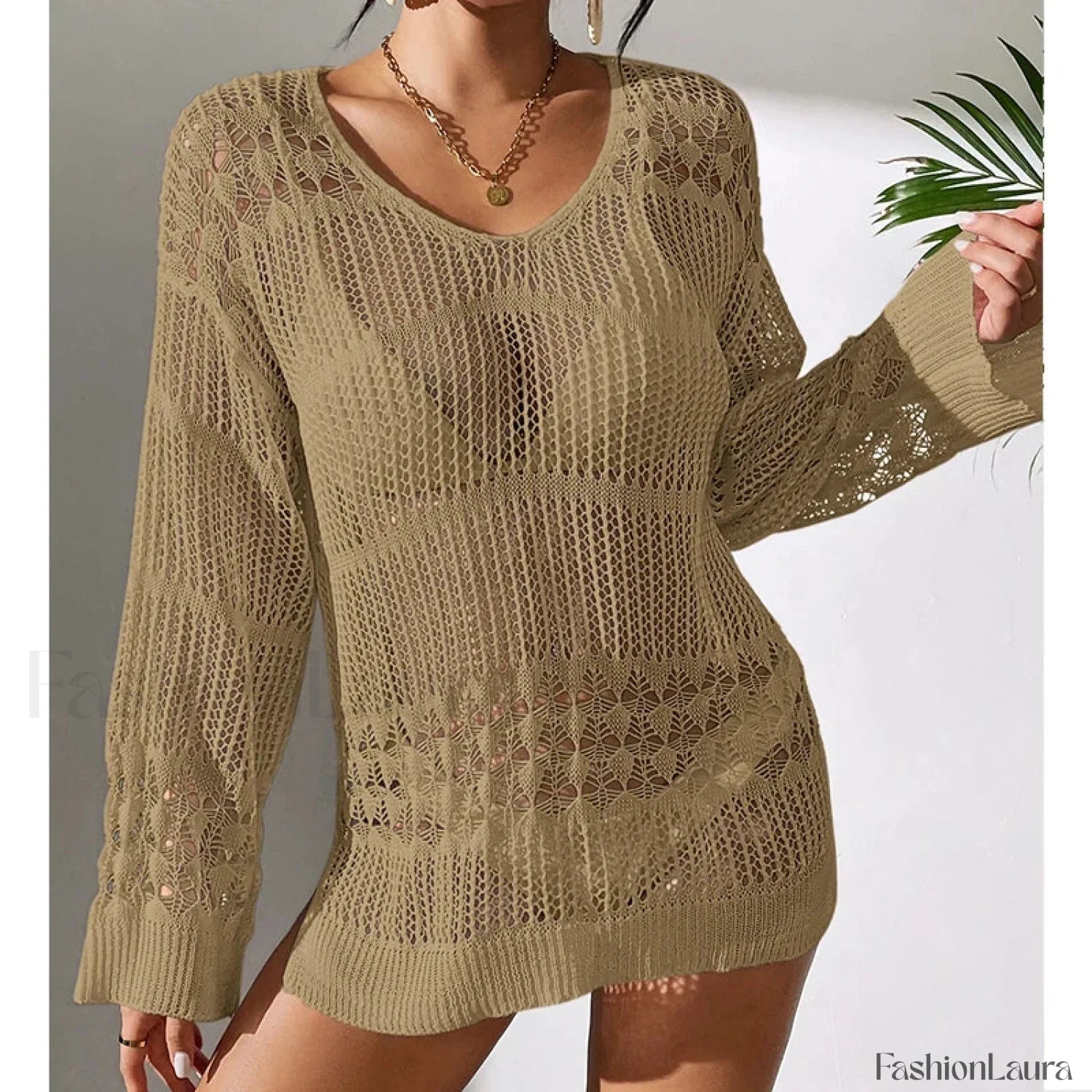 Versatile Crew Neck Long Cover Up