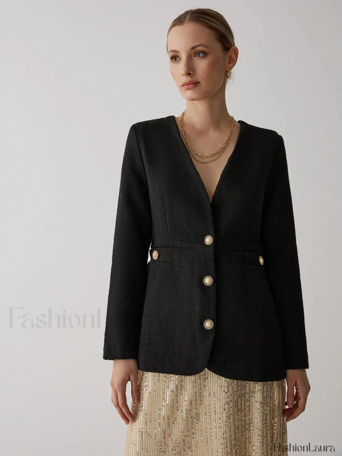 Vintage Black Graceful Tweed Blazer