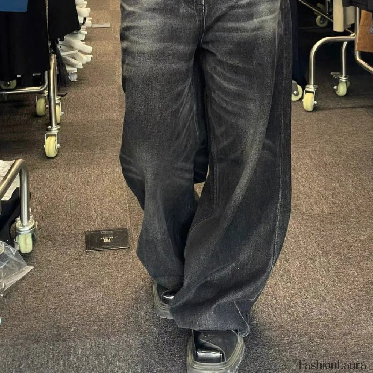 Vintage Black Wash Trendy Baggy Boyfriend Jeans