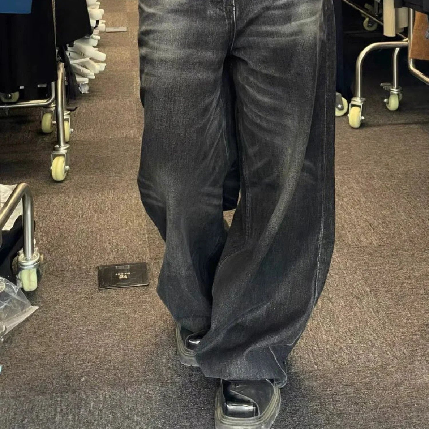 Vintage Black Wash Trendy Baggy Boyfriend Jeans