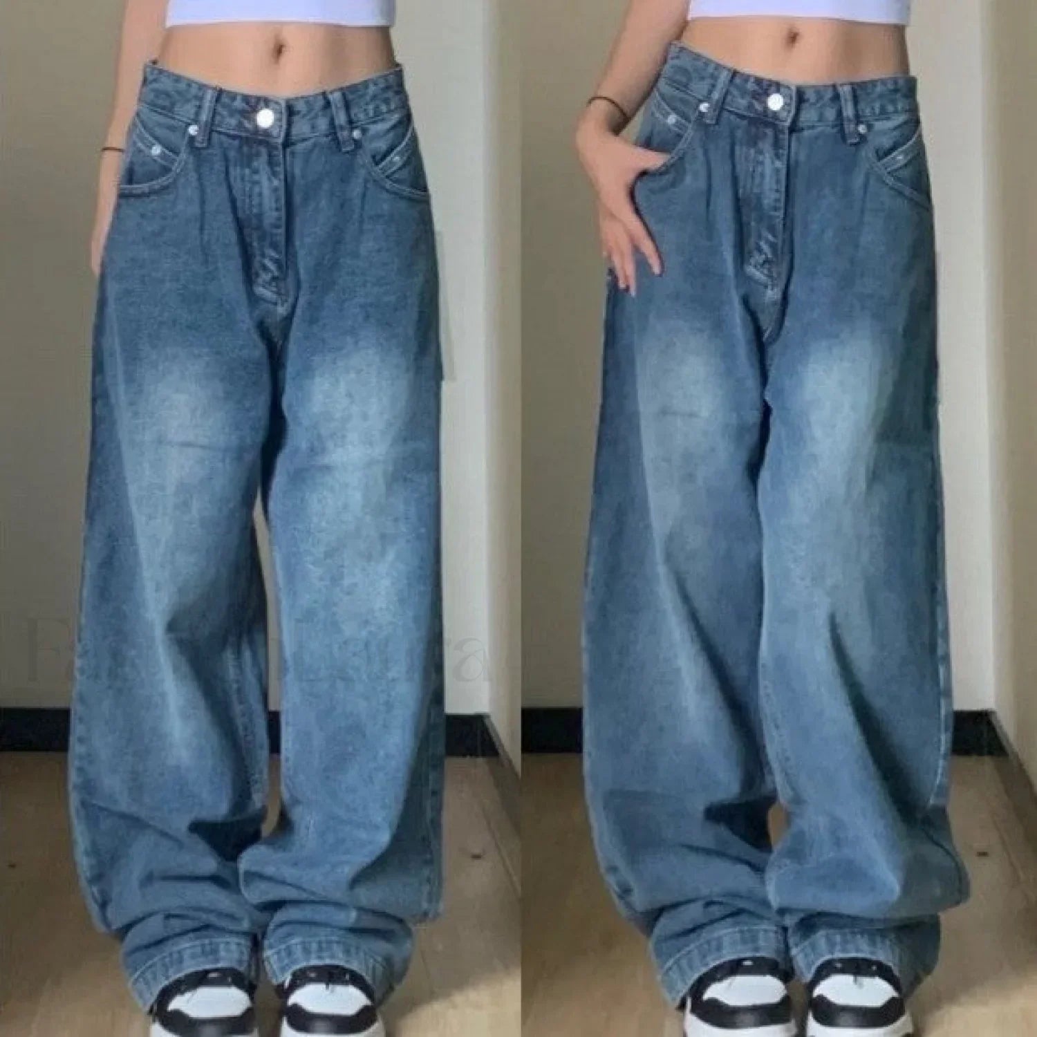 Vintage Blue Graceful Wash Boyfriend Jeans