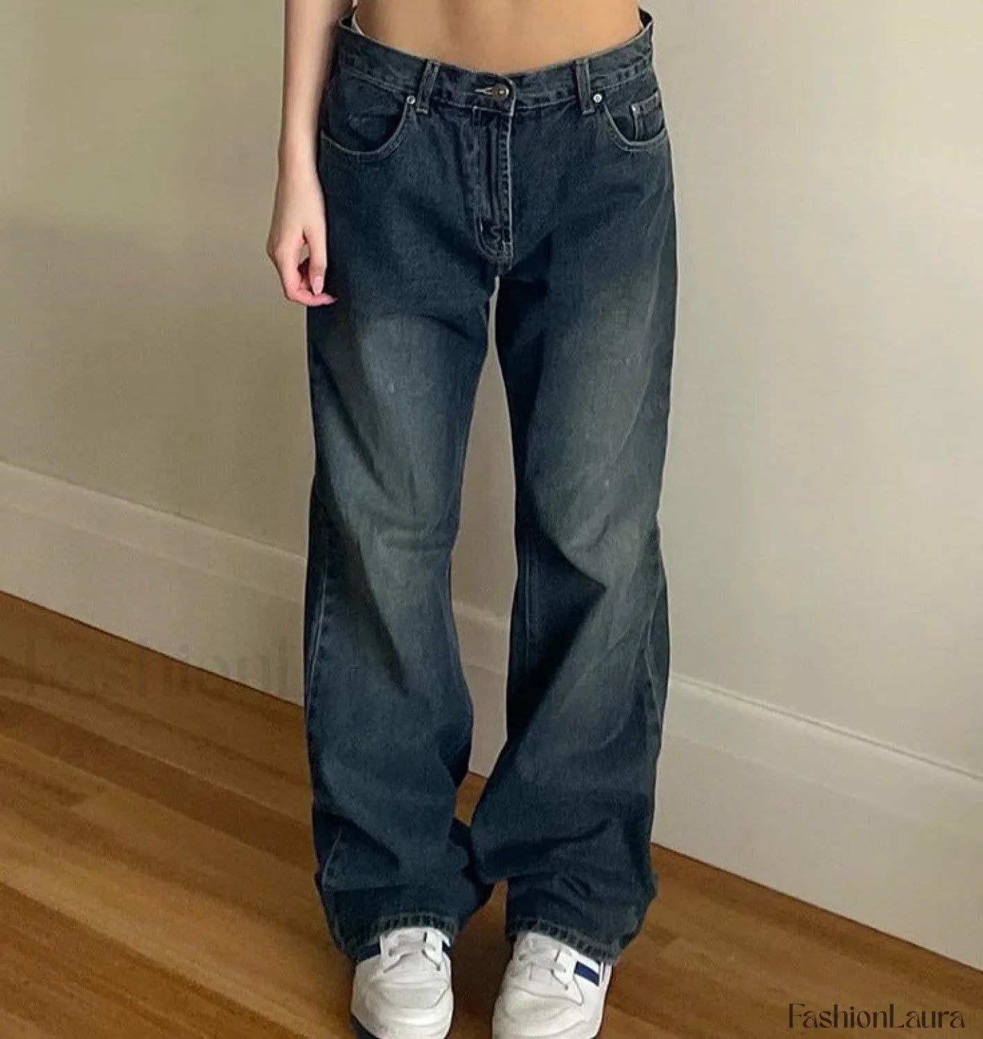 Vintage Blue Graceful Wash Boyfriend Jeans