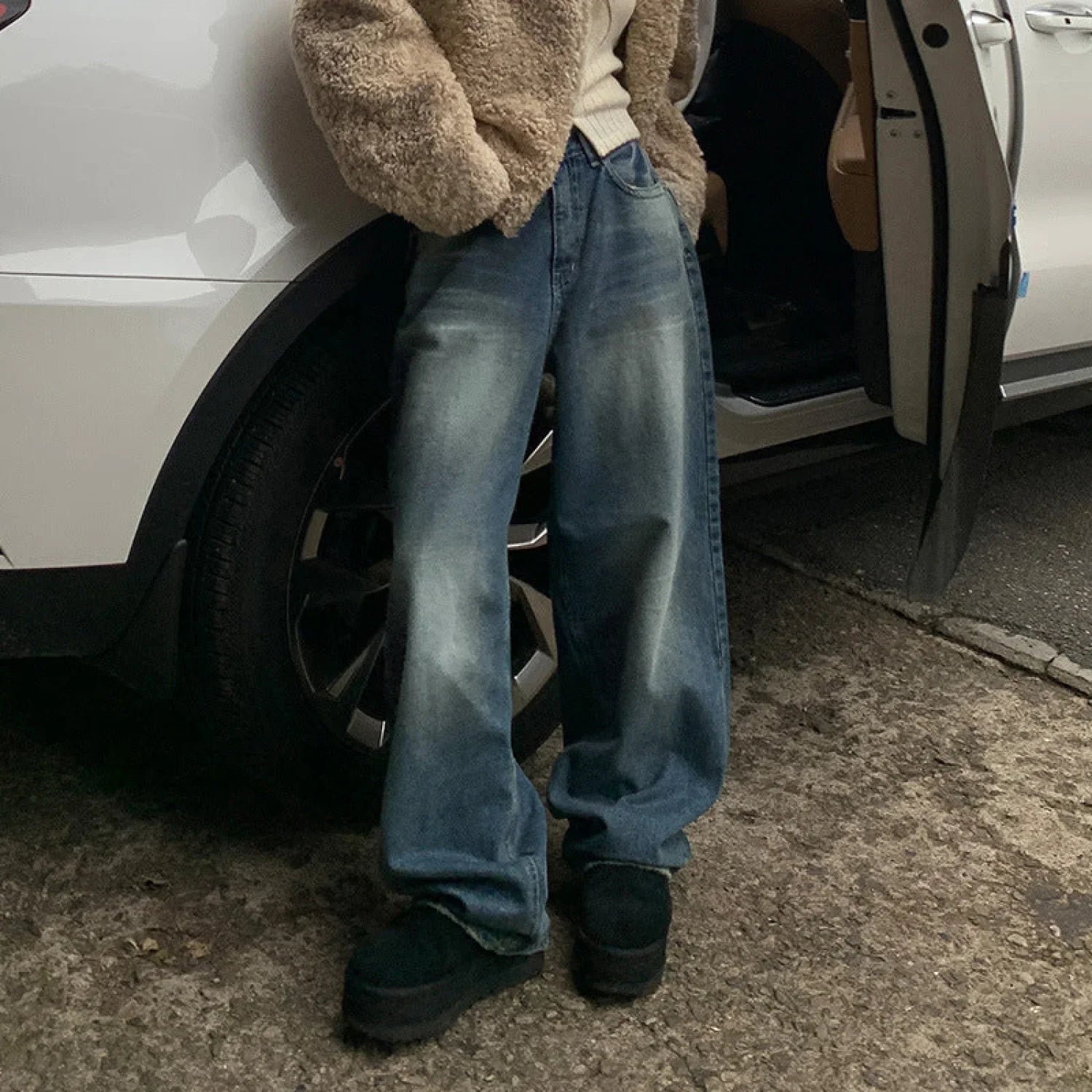 Vintage Blue Graceful Wash Boyfriend Jeans