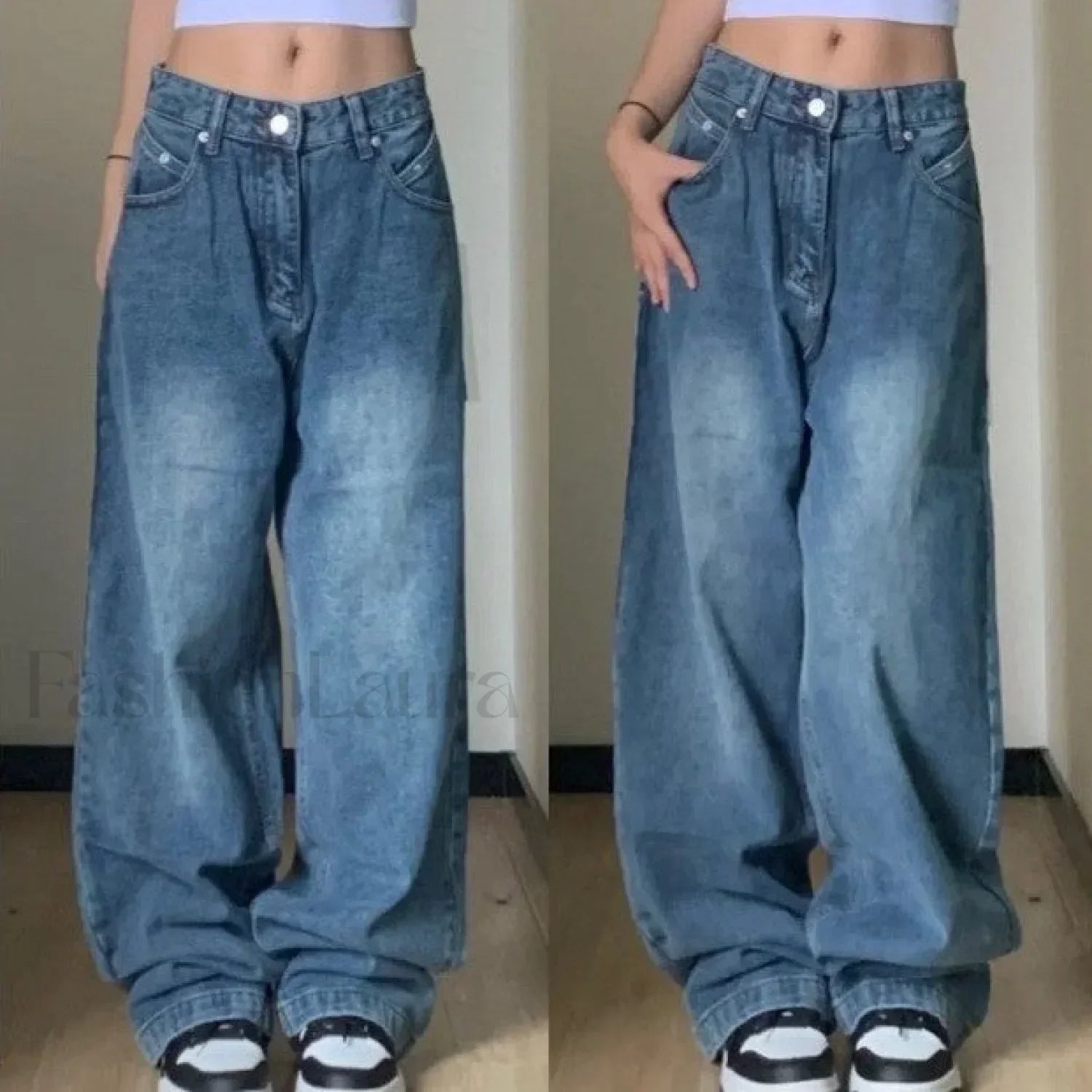 Vintage Blue Graceful Wash Boyfriend Jeans