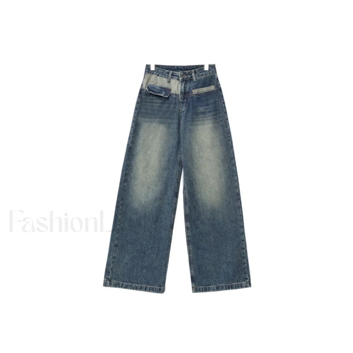 Vintage Blue Wash Trendy Patchwork Boyfriend Jeans