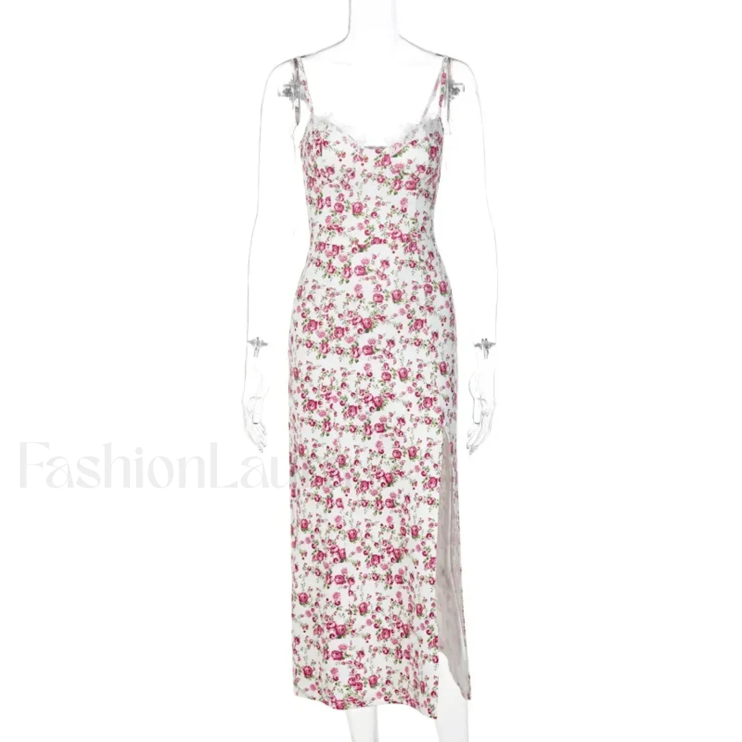 Vintage Boho Split Thigh Sleeveless Floral Print A-Line Beach Midi Dress