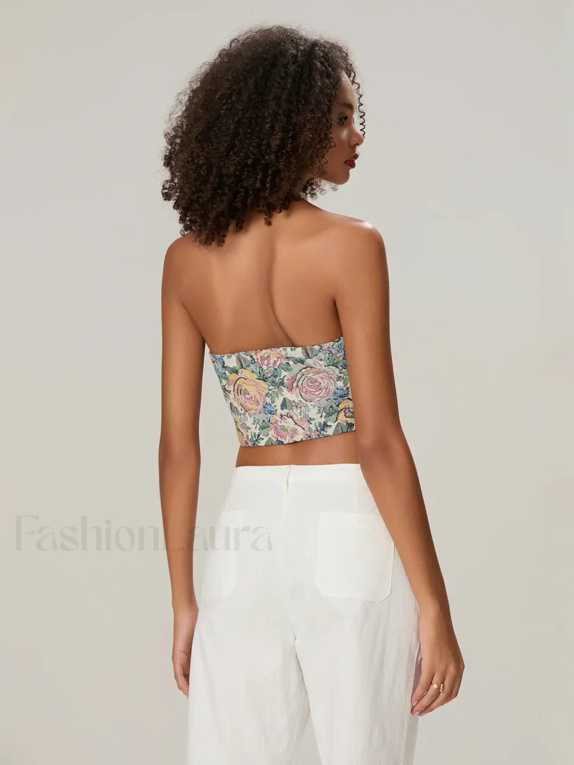 Vintage Bow-Front Halter Crop Top