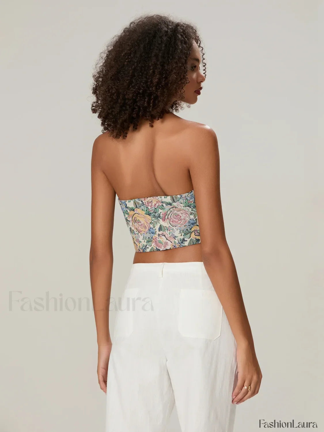 Vintage Bow-Front Halter Crop Top
