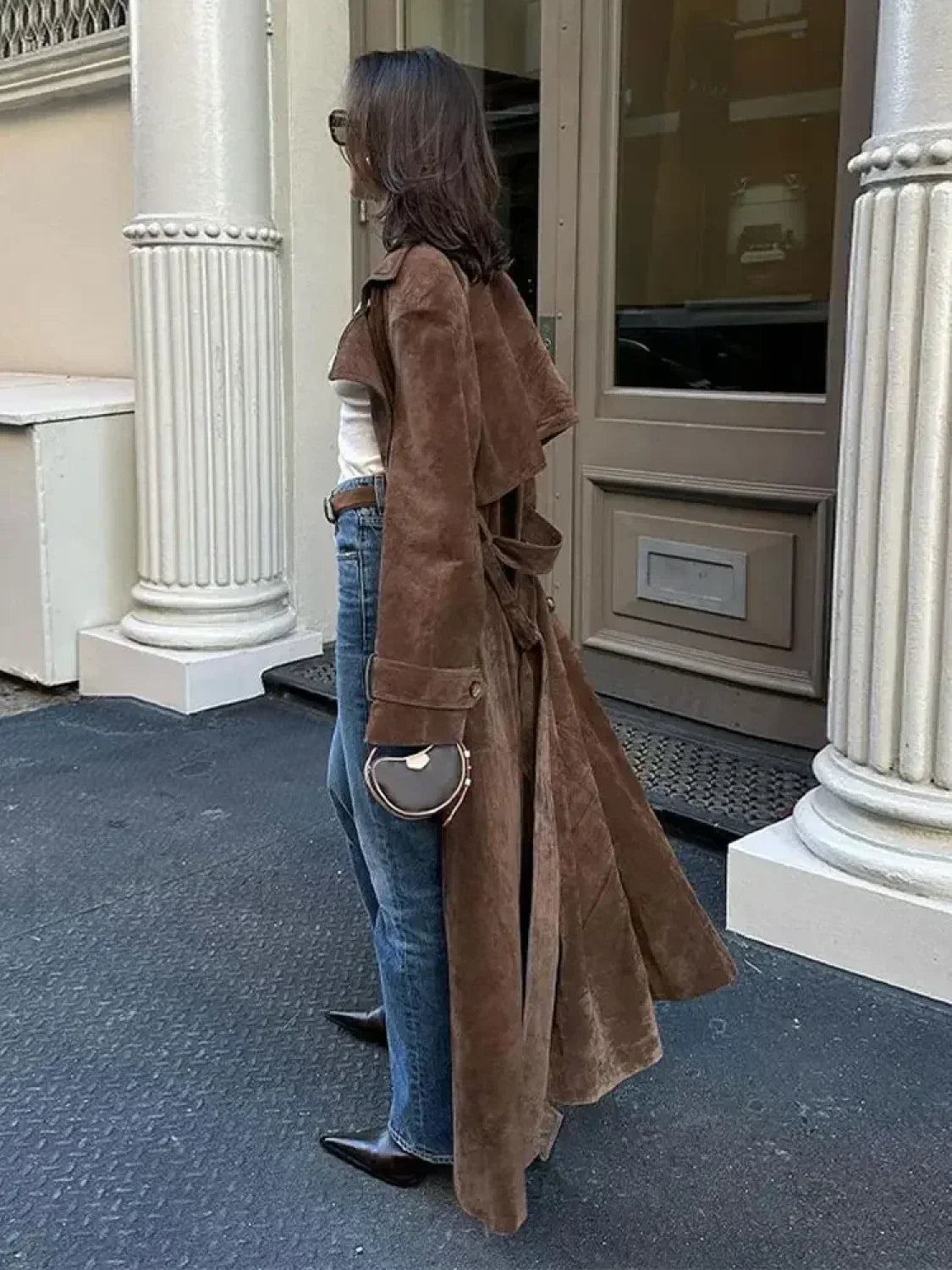 Vintage Brown Women's Lapel Long Overcoats