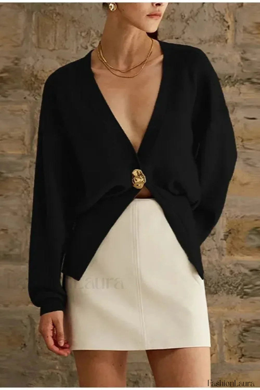 Vintage Button V-Neck Knit Cardigan