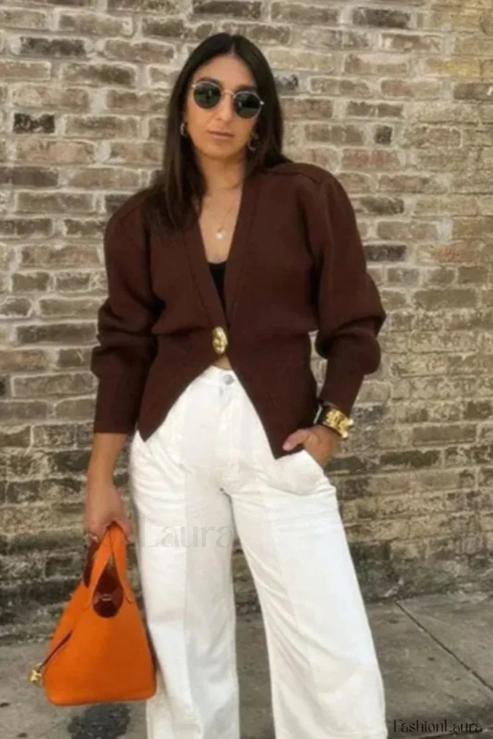 Vintage Button V-Neck Knit Cardigan