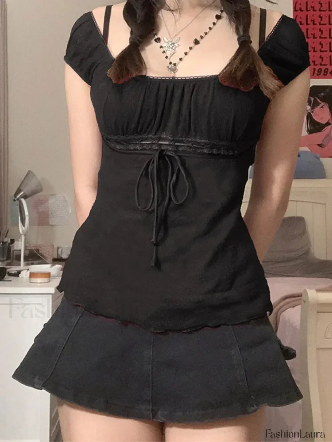 Vintage Crop Tops Harajuku Punk Dogs Graphics Short Sleeve Tee