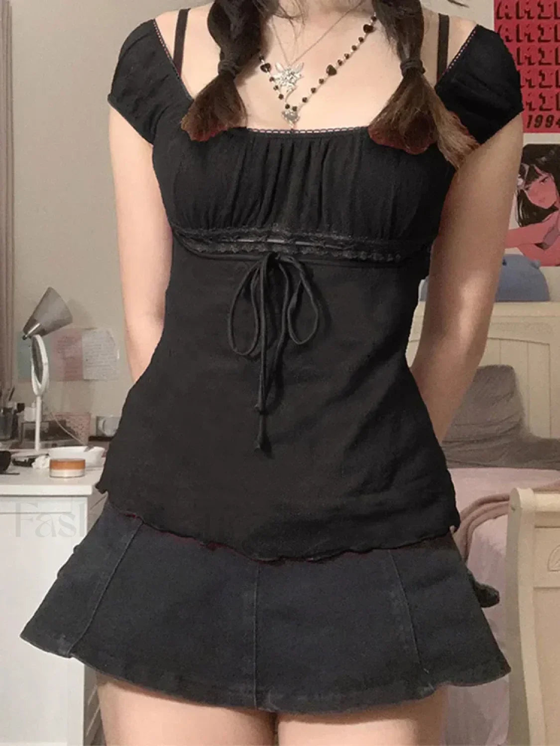 Vintage Crop Tops Harajuku Punk Dogs Graphics Short Sleeve Tee