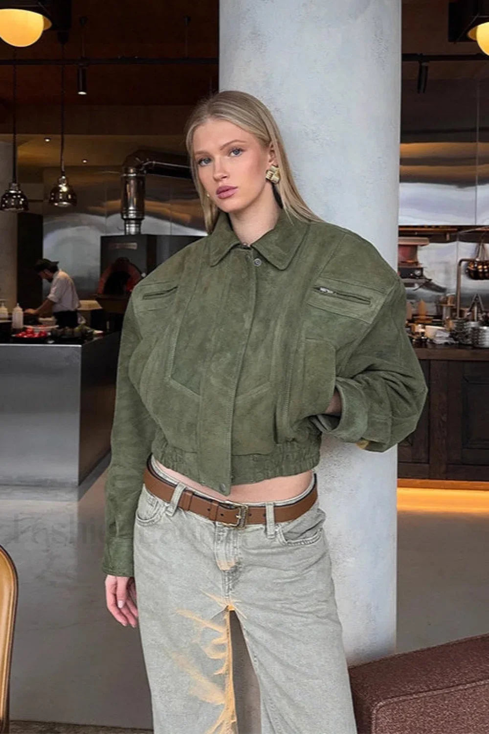 Vintage Cropped Utility Jacket Green / S