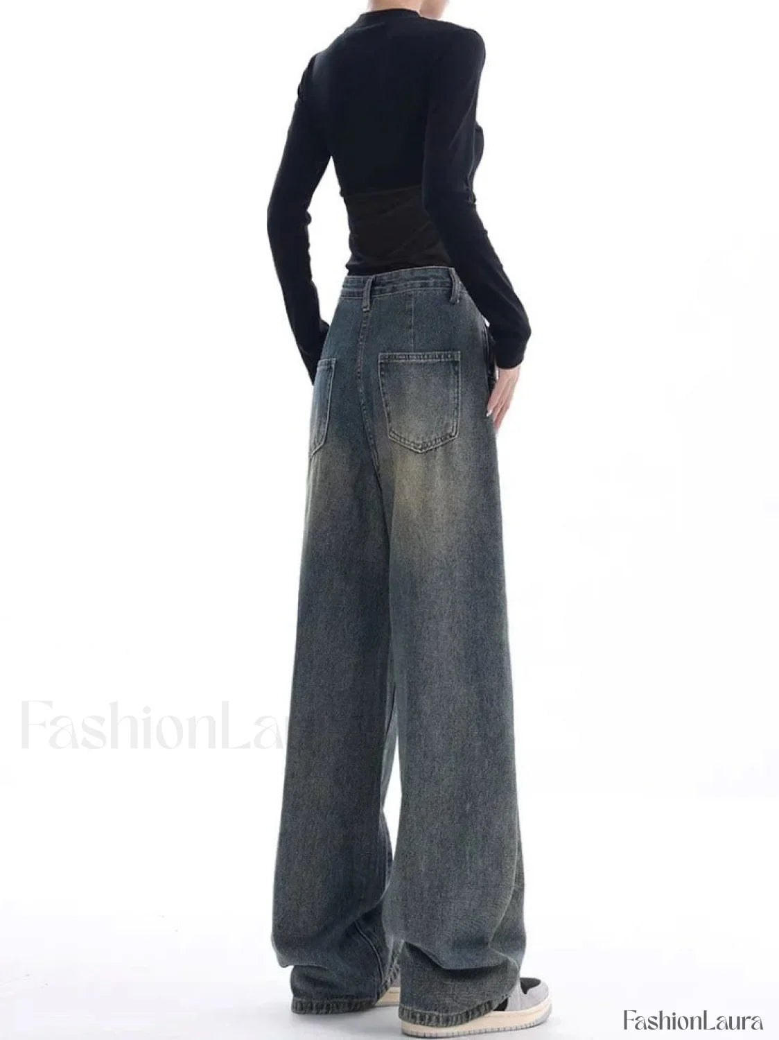 Vintage Dark Wash Trendy High Waist Boyfriend Jeans