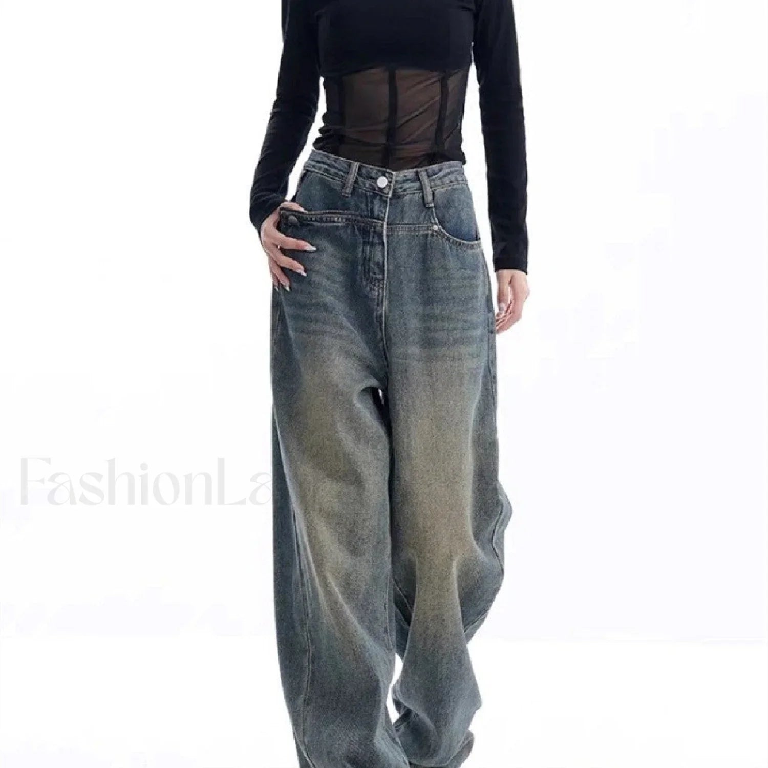 Vintage Dark Wash Trendy High Waist Boyfriend Jeans