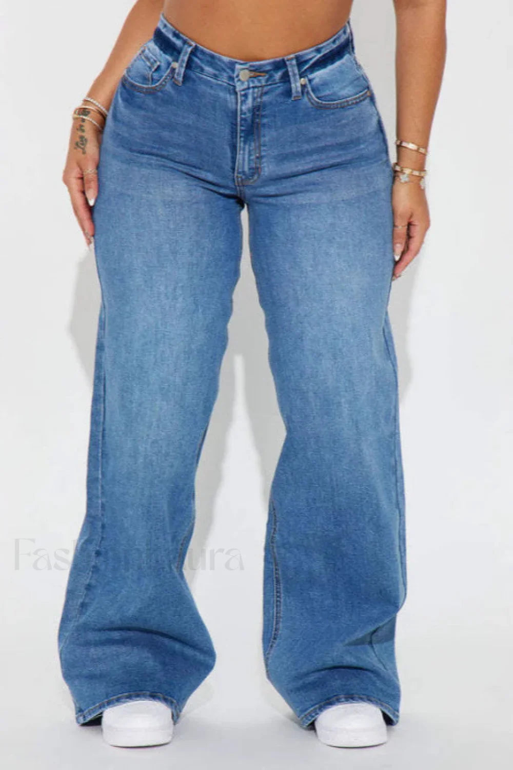 Vintage High Waist Wide Leg Jeans Blue / S