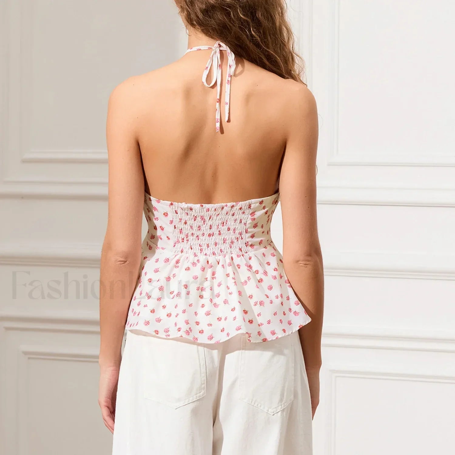 Vintage Keyhole Halter Crop Top