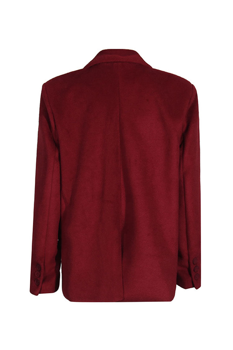 Vintage Lapel Collar Double Breasted Long Sleeve Faux Wool Oversized Blazer