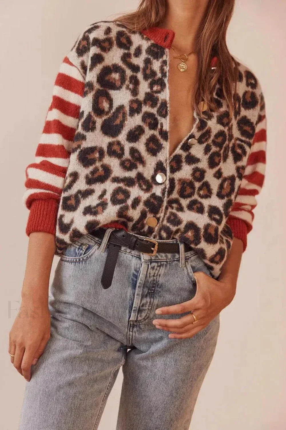 Vintage Leopard Print Knit Cardigan