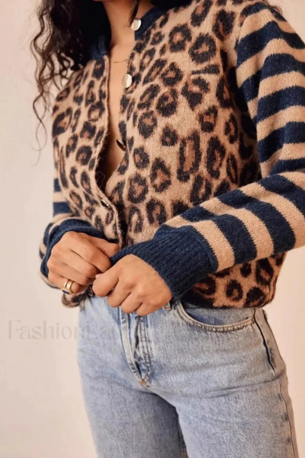 Vintage Leopard Print Knit Cardigan
