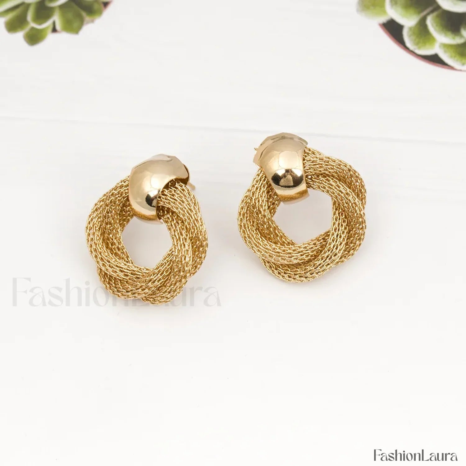 Vintage Metallic Twisted Weaving Round Circle Dangle Earrings Wedding Earring