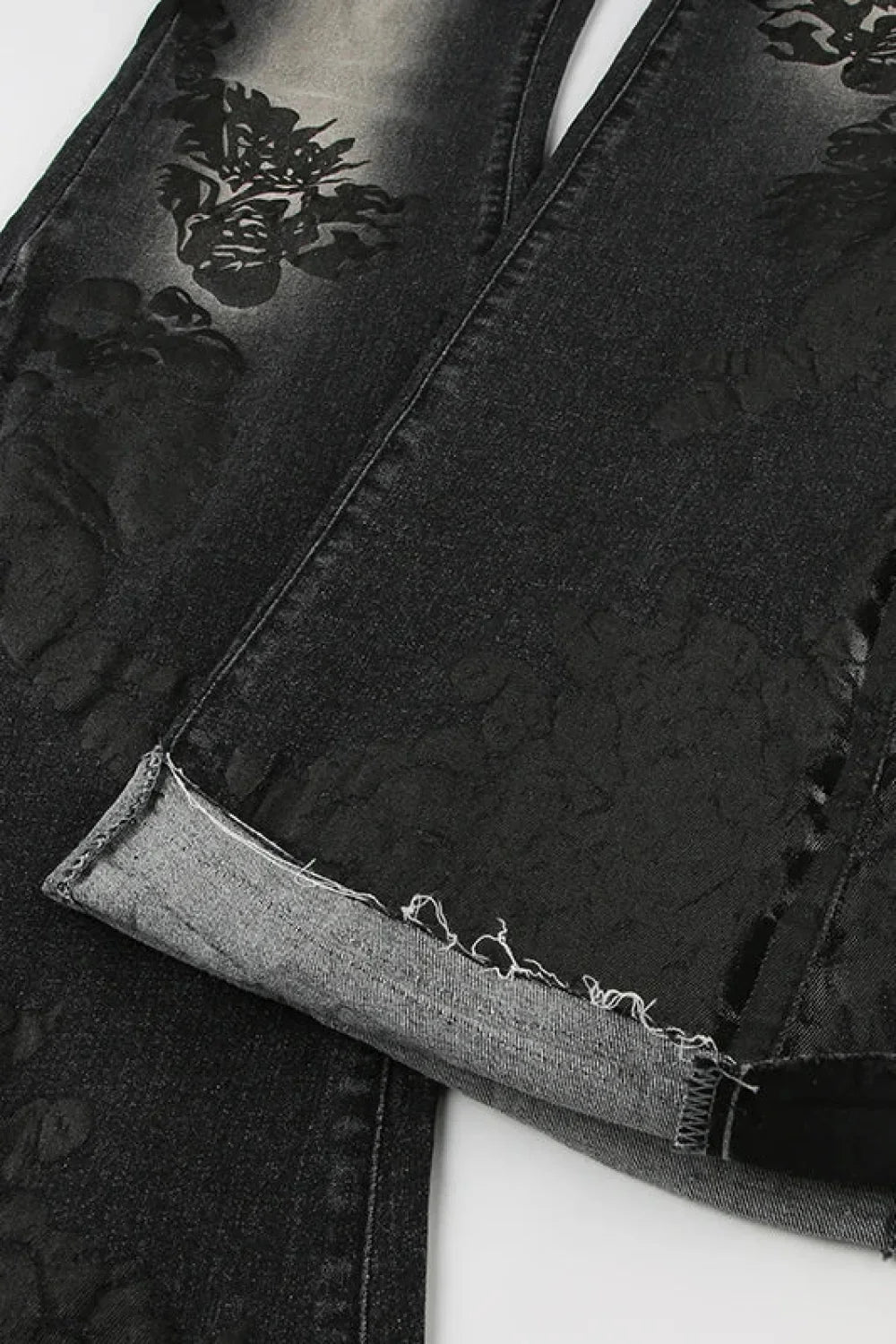 Vintage Plant Print Flared Jeans