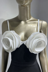 Vintage Rosette Sweetheart Bandage Knit Sleeveless Party Mini Dress - Black 3