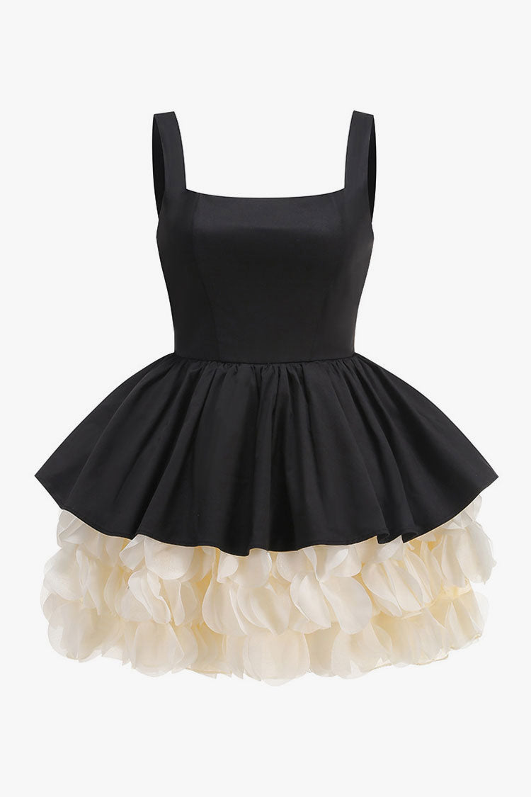 Vintage Sleeveless Corset Ruched Tiered Ruffle Tulle Party Mini Dress