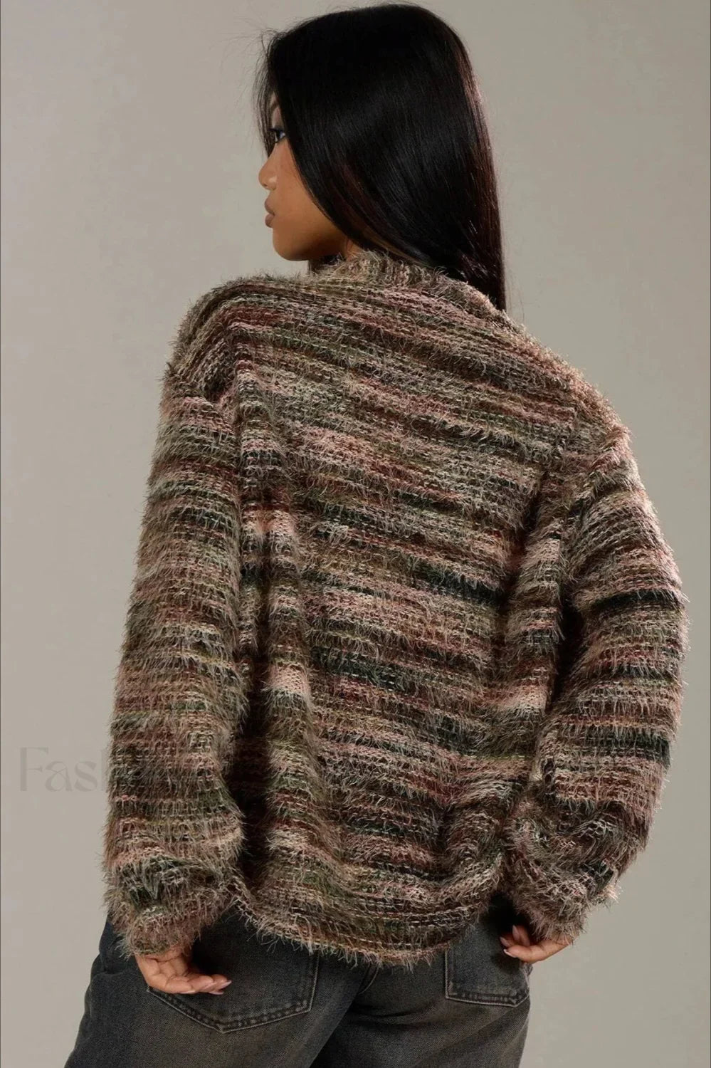 Vintage Stripe V-neck Knit Cardigan