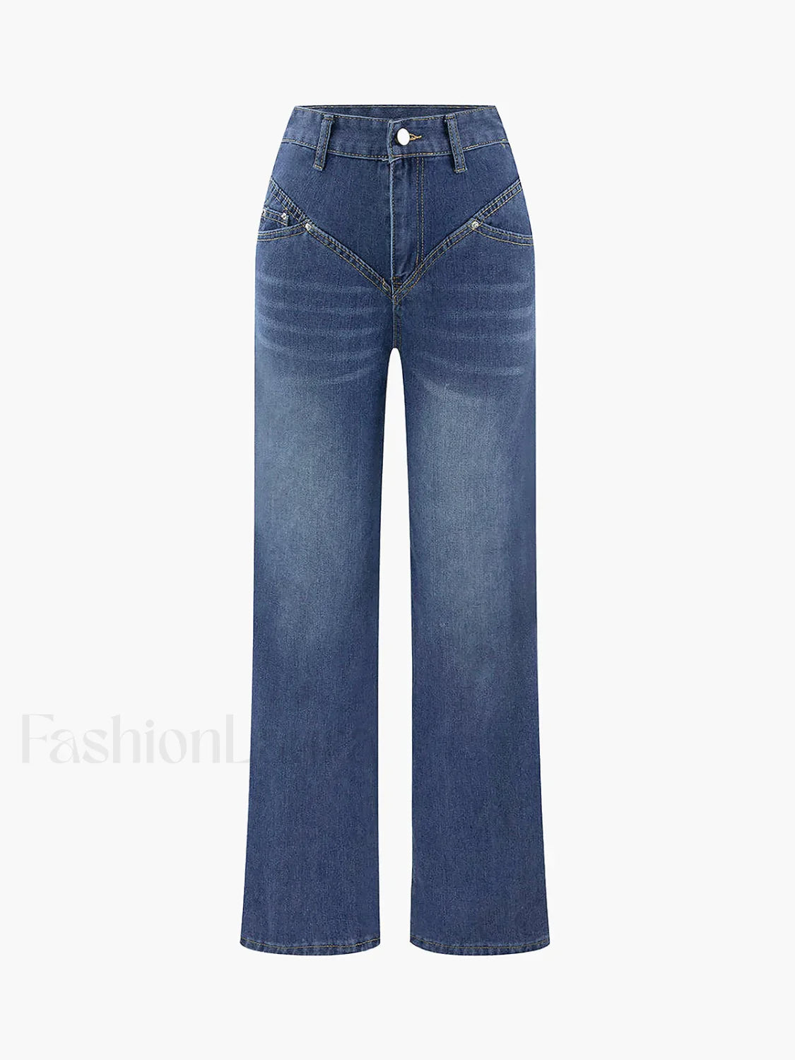 Vintage Wash Denim Trendy Straight Leg Jeans