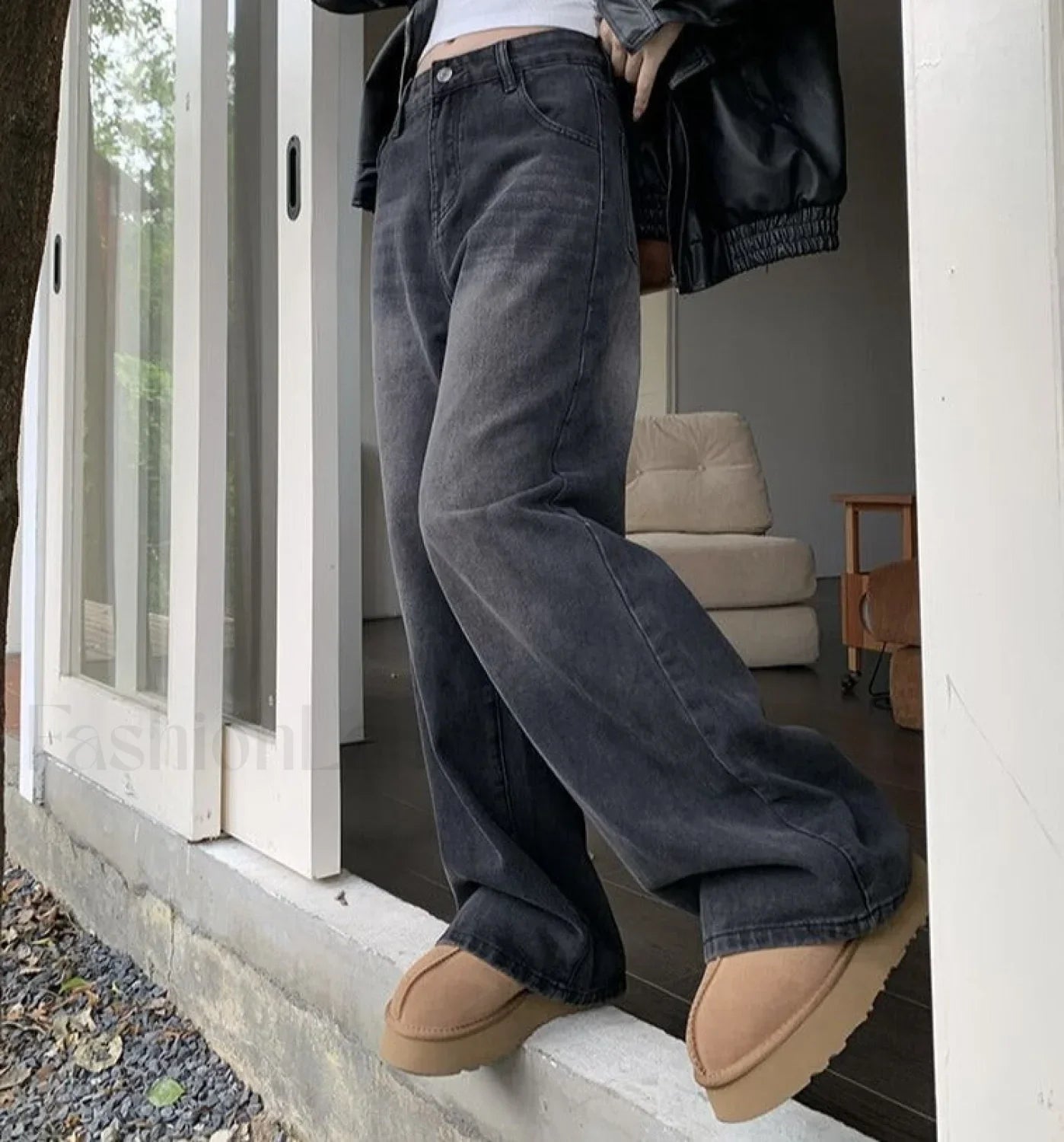 Vintage Wash Graceful Baggy Boyfriend Jeans