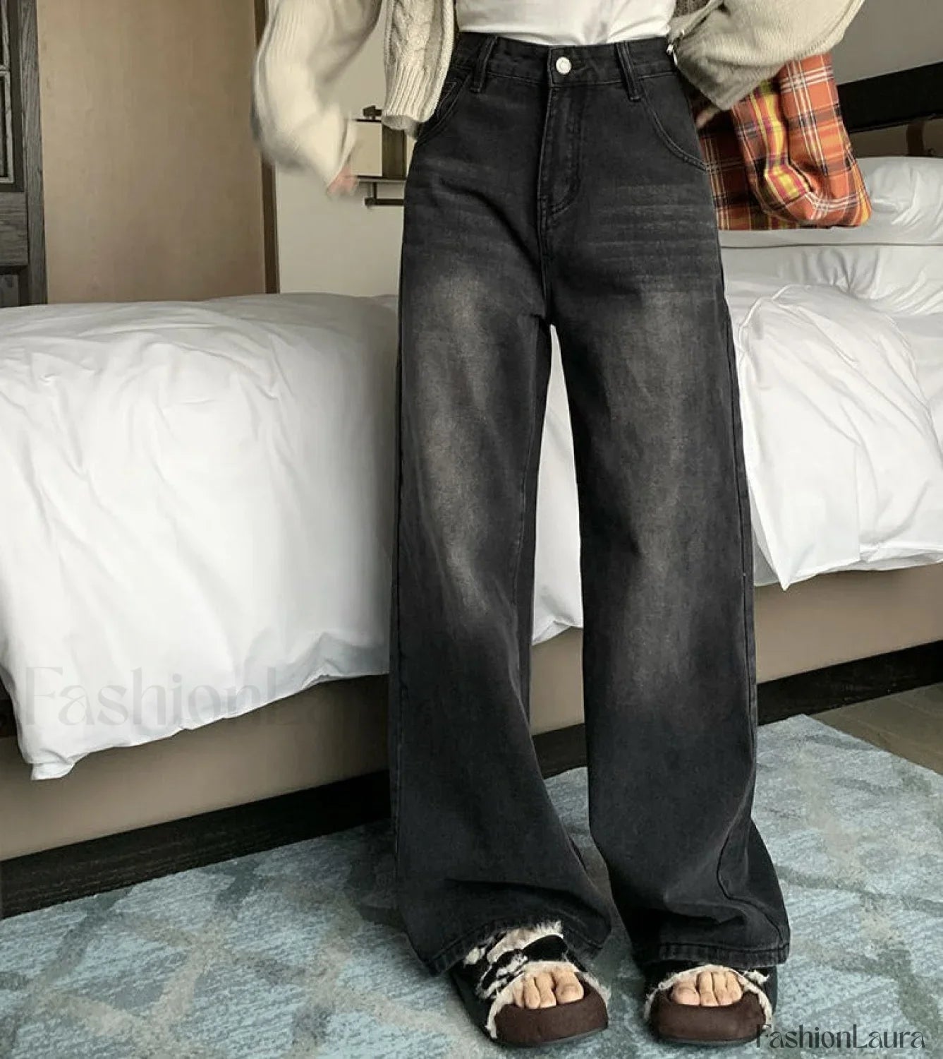 Vintage Wash Graceful Baggy Boyfriend Jeans