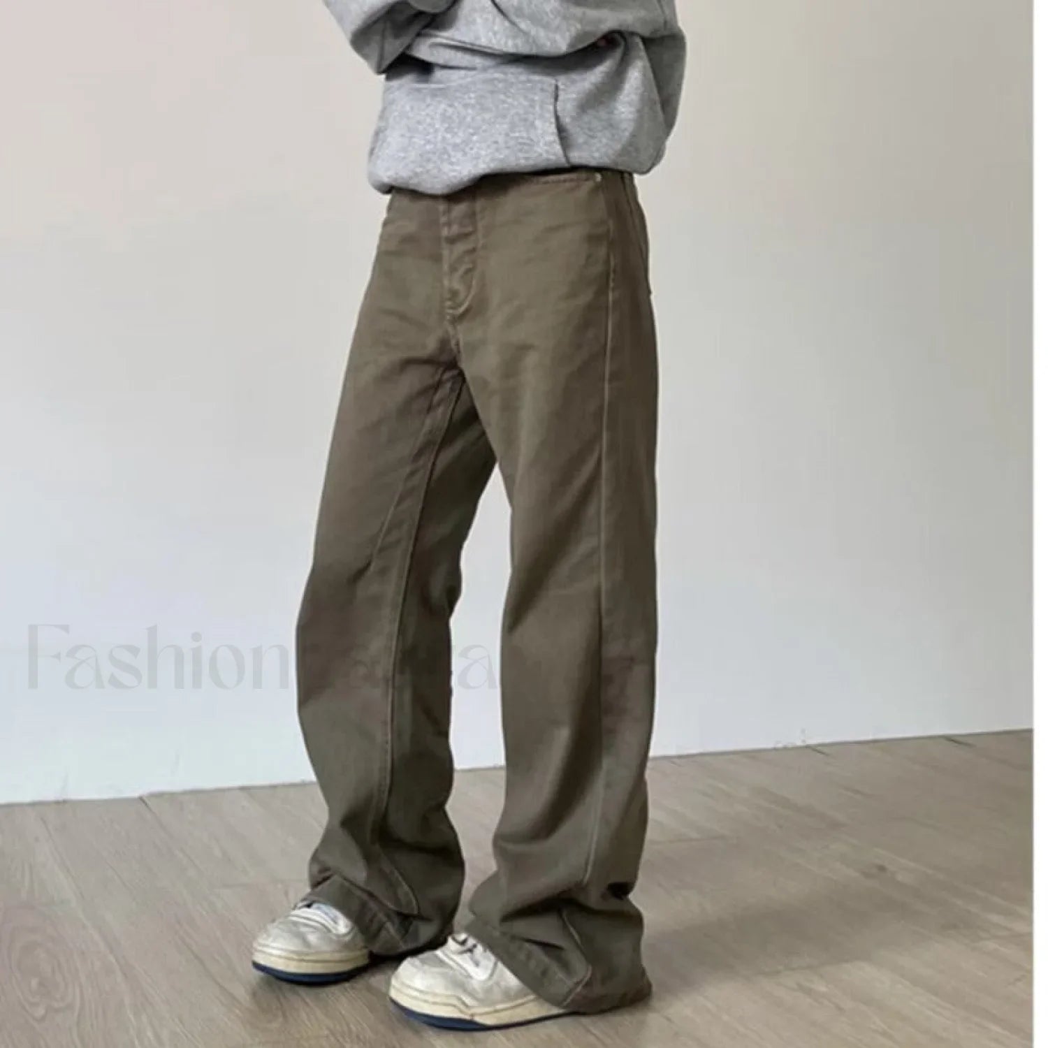 Vintage Washed Mid Trendy Rise Boyfriend Jeans Brown / 2XL women clothing