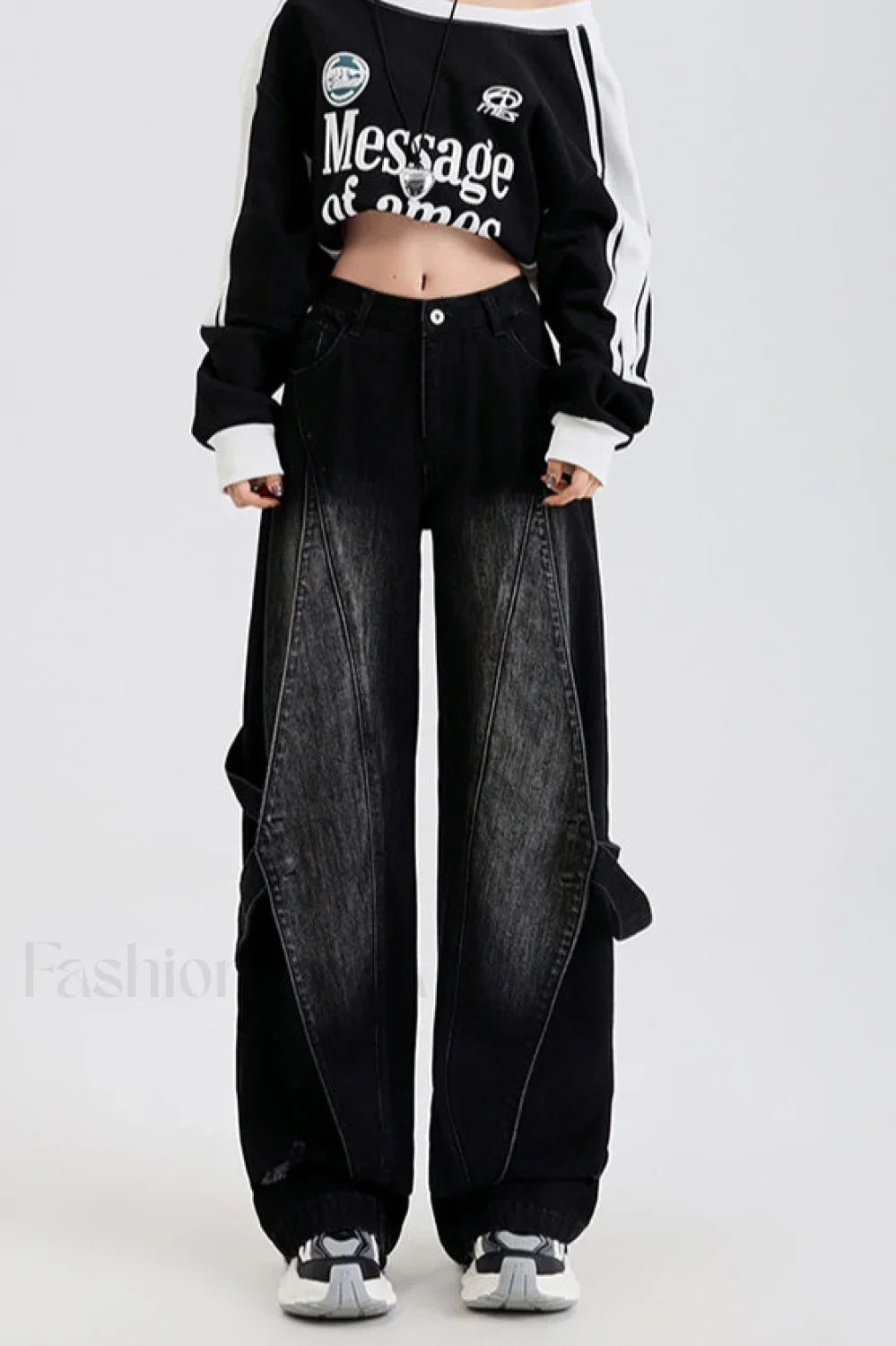 Vintage Washed Patchwork Jeans