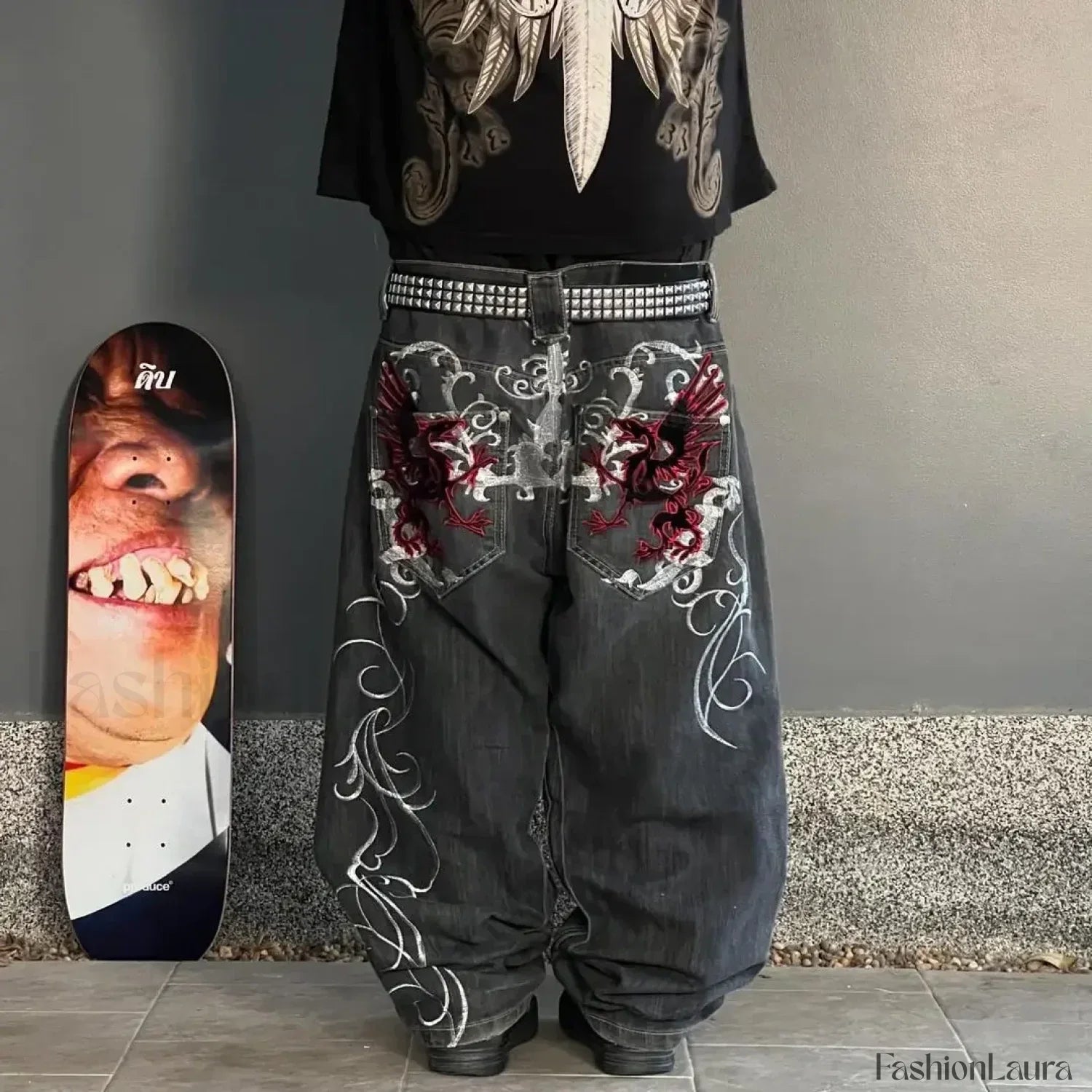 Vintage Wide Leg Baggy Jeans for Men: Y2K Hip Hop Street Style