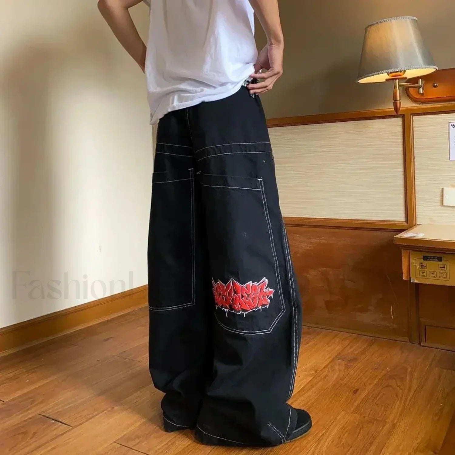 Vintage Wide Leg Baggy Jeans for Men: Y2K Hip Hop Street Style
