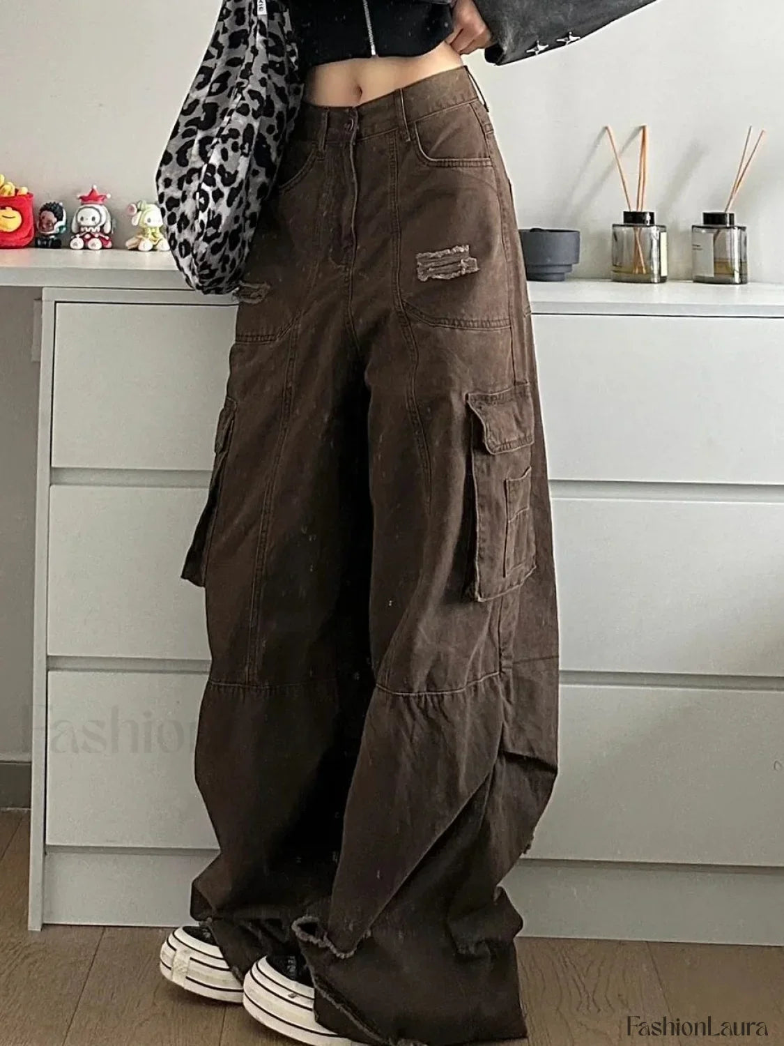Vintage Wide Leg Trendy Loose Cargo Jeans